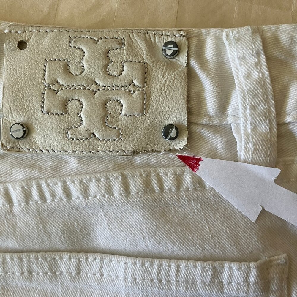 TORY BURCH  Cropped Skinny White Jeans 4 Pockets Size 28 - Picture 12 of 14